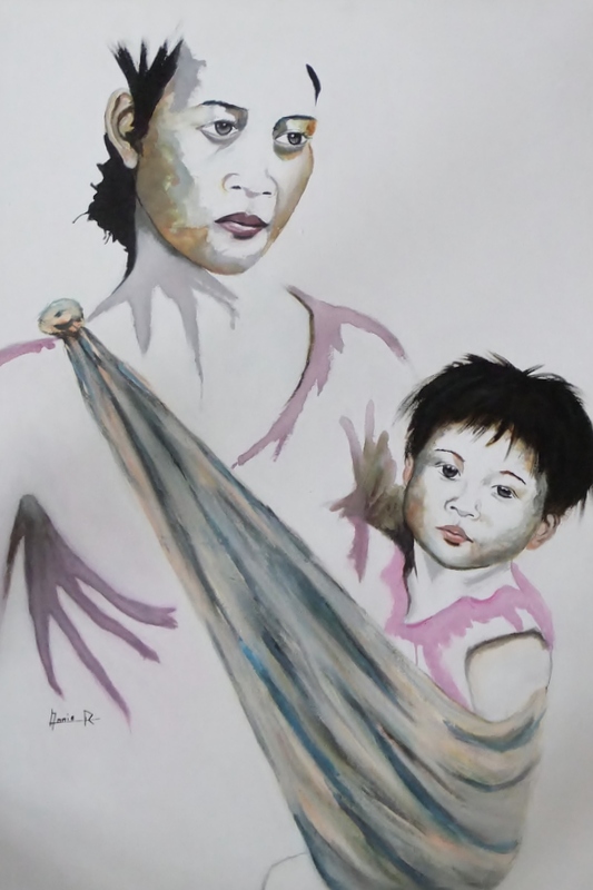 mère et enfant laotiens